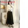 Golden Velvet Skirt With Pleated Design For Casual And Office Wear