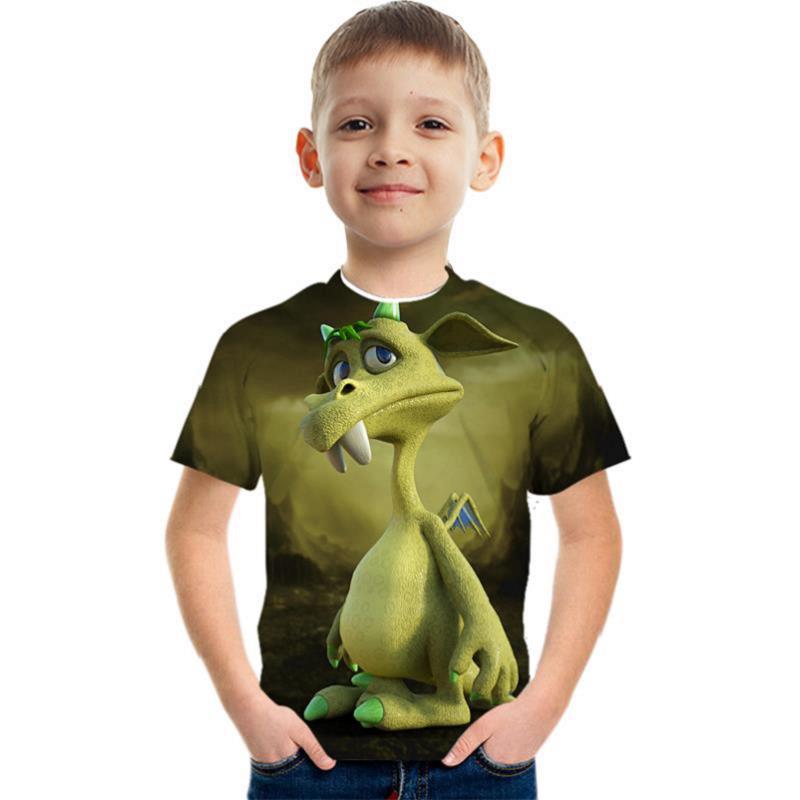 

Summer Round Neck 3D Cartoon Animals Printed Top Fashionable Casual Short Sleeved Children s Boy T-shirts 170
