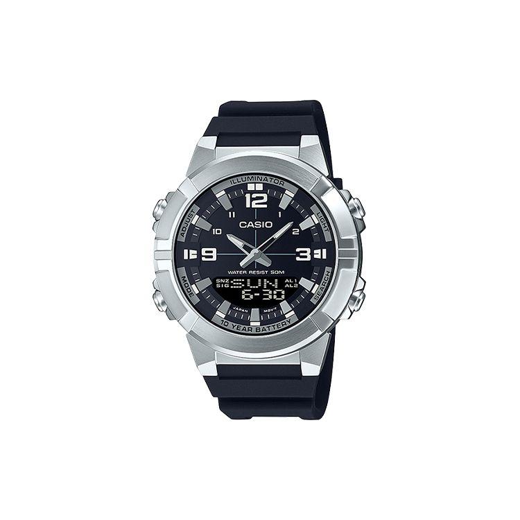 

Casio Youth Series Round Dual Display 10-Year Power Classic Pointer Dual Display Sports Waterproof Quartz Movement Resin Strap Men Watches AMW-870-1A Black Dial