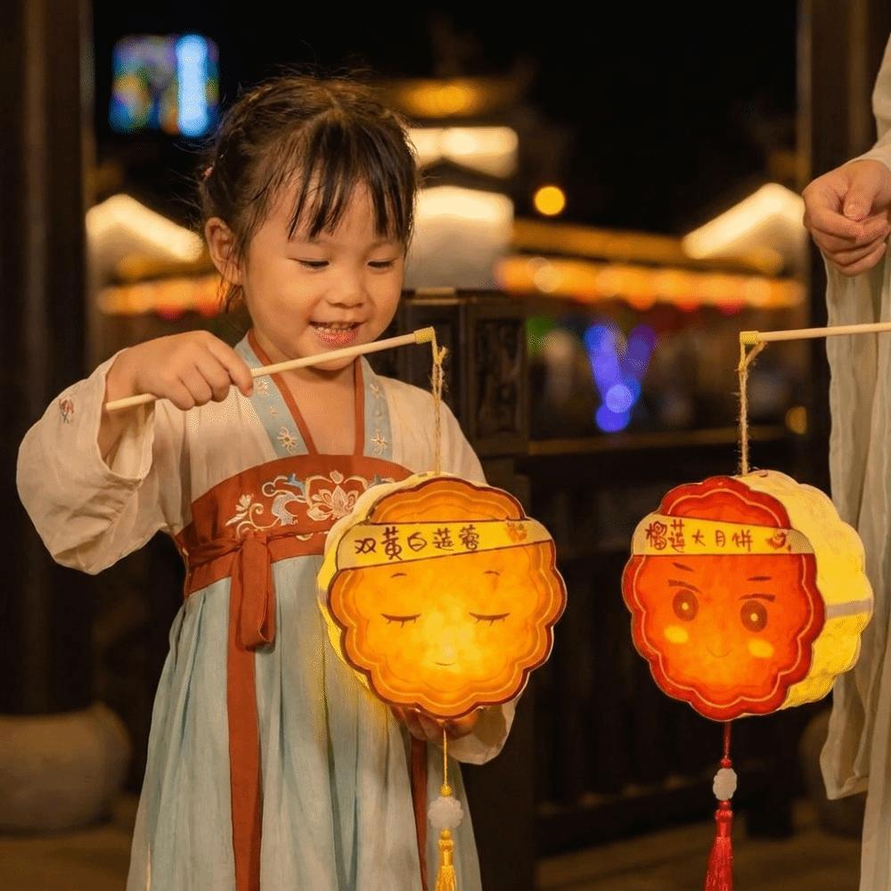 with Tassel Handheld Mooncake Lantern Traditional Portable Glowing Lamp Mid-Autumn Festival