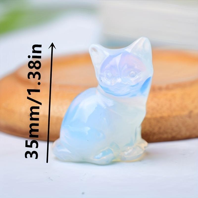 1 Unique Crystal Gift of Handmade Mini Desktop Decoration of a Natural Obsidian Dongling Carved Cat Statue