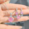 Octagonal Millennium Rose Cut Paraiba Necklace Pendant With High Carbon Diamond Colorful Diamond Stud Earrings Pink Diamond Ring Women