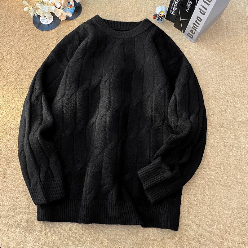 Men s Lazy Style Knit Crew Neck Sweater - Thickened Trendy Autumn/Winter Base Layer L