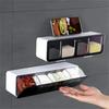 4-in-1-Kombinationsset für Gewürzboxen, wandmontierte Aufbewahrungsbox für Gewürze, Zucker, Salz, Gewürze, Behälter, Organizer, Küchenbedarf