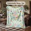 Butterflies Flowers Garden 5 Theme Throw Blanket Custom Name Text Personalized Blanket Soft Cozy Blanket for Home Sofa Bed