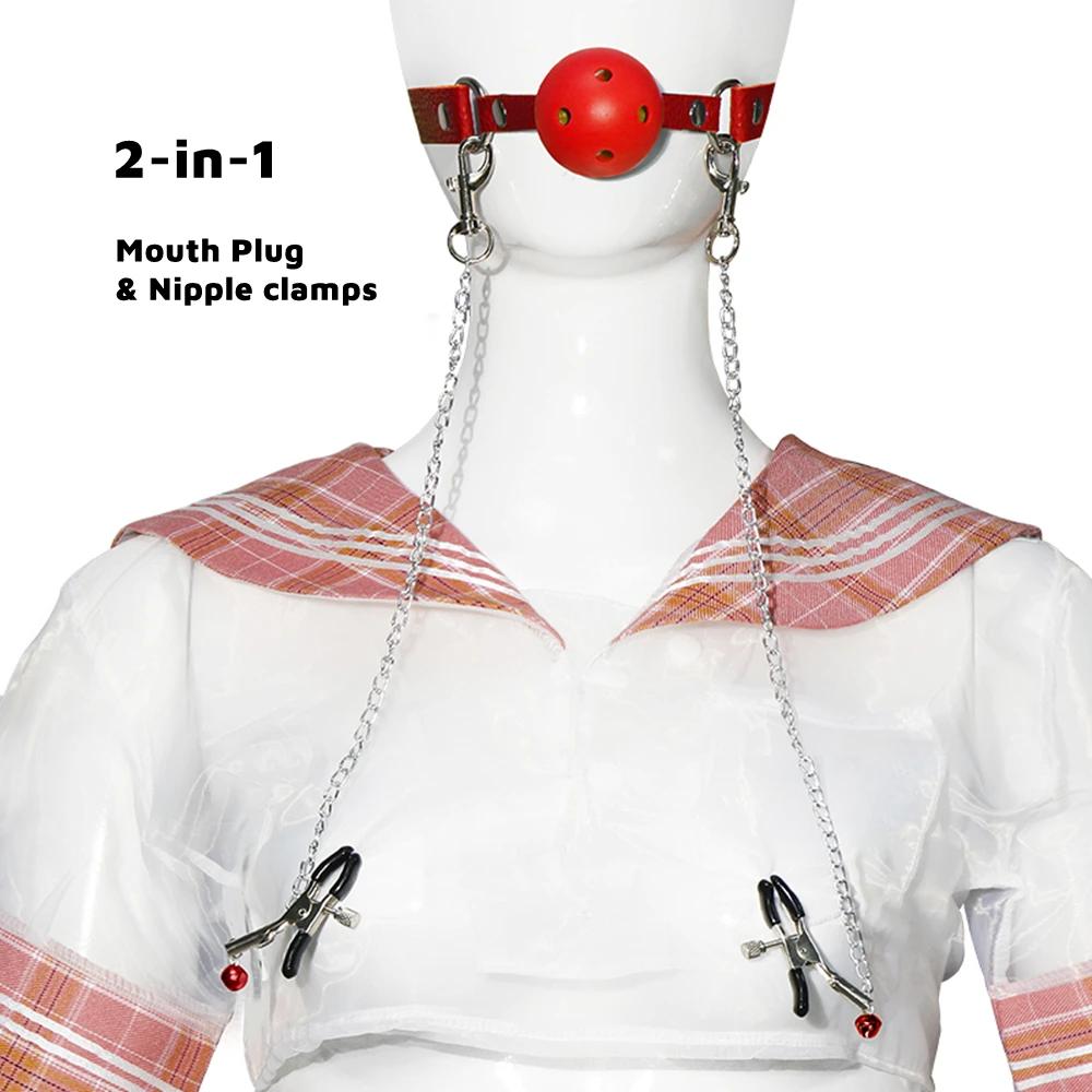 Nipple Clamps Clips Mouth Plugs Collars Choker Vagina Clip Bondage Set Kink Fetish Erotic Flirting for Woman Adult Sex Toys