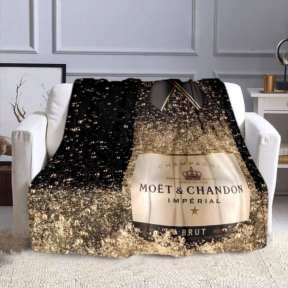 "Moët & Chandon Champagne Sparkle Design" Patterned flannel blanket perfect for the bedroom living room, sofa, or a little nap