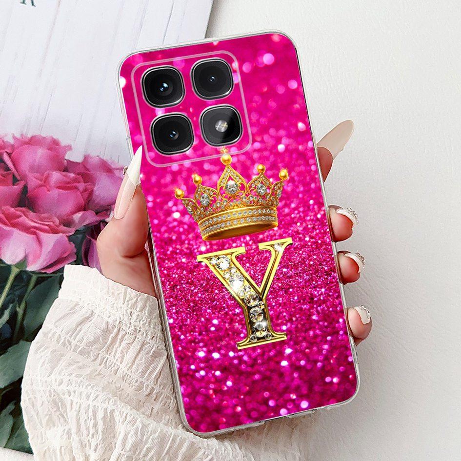 For Xiaomi 14T Pro 5G Case Luxury Crown Letters Soft Silicone Couple Phone Cover For Xiaomi 14T Mi14T 14TPro 2024 Protect Shells