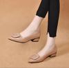 Soft Leather Single Shoes Women's Shallow Mouth Pointed Thick Heel Women's Shoes 2025 New Versatile Mother Shoes Autumn Small Leather Shoes Tide