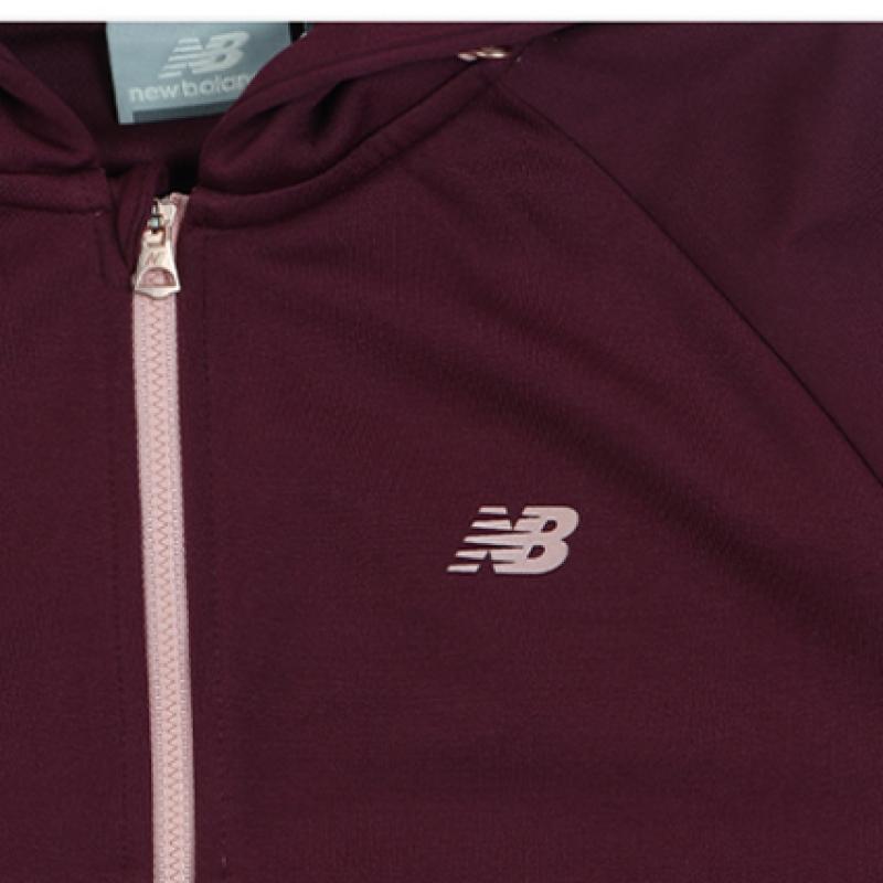 New Balance Women S Semi Crop looSe Fit Collared Zip Up Burgundy