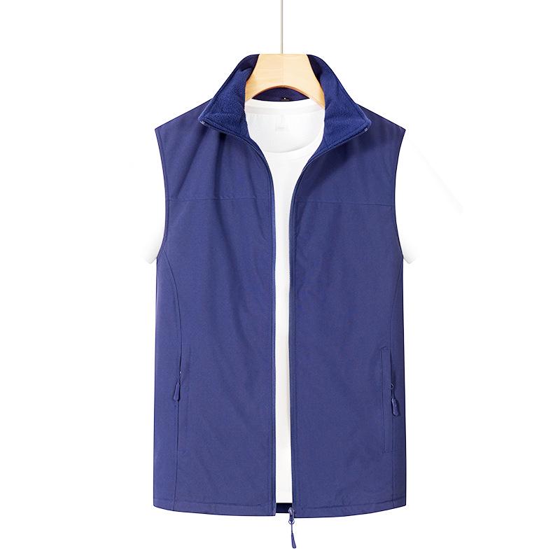 

Унисекс флисовый жилет с логотипом – Теплая безрукавка для мужчин и женщин, Идеально подходит для весенних и осенних мероприятий. 4XL темно-синий