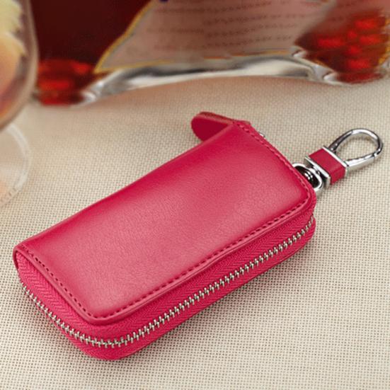 Multifunctional Zipper Genuine Leather Car Key Storage Bag Pouch Case Cover