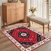 Red Black Medallion Area Rug for Living Room Bedroom Traditional Persian Ornate Eco-Friendly Home Decor Soft Non Slip Floor Mat