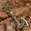 Viking Amulet: Double-sided Raven Wolf Axe & Celtic Wolf Head Pendant Necklace