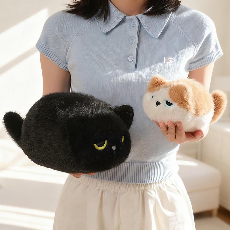 Highly Adorable Resting Kitten Snuggly Dolls Cozy Fuzzy Chubby Pet Cat Figure Desktop Friend Living Room Adornment Natal Day Favor