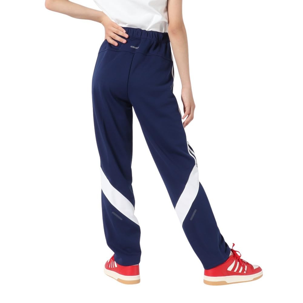 Adidas Jersey Regular Color Block Double Length Track Dark Kids' Must-Have Bottoms, Fit, Knit, 9/10 Pants, KWY24, Blue/White (JH1097)