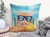 Cool Cat Pillow Cover, Funny Summer Beach Cat Cushion Case, Novelty Animal Home Decor, Gift for Cat Lovers