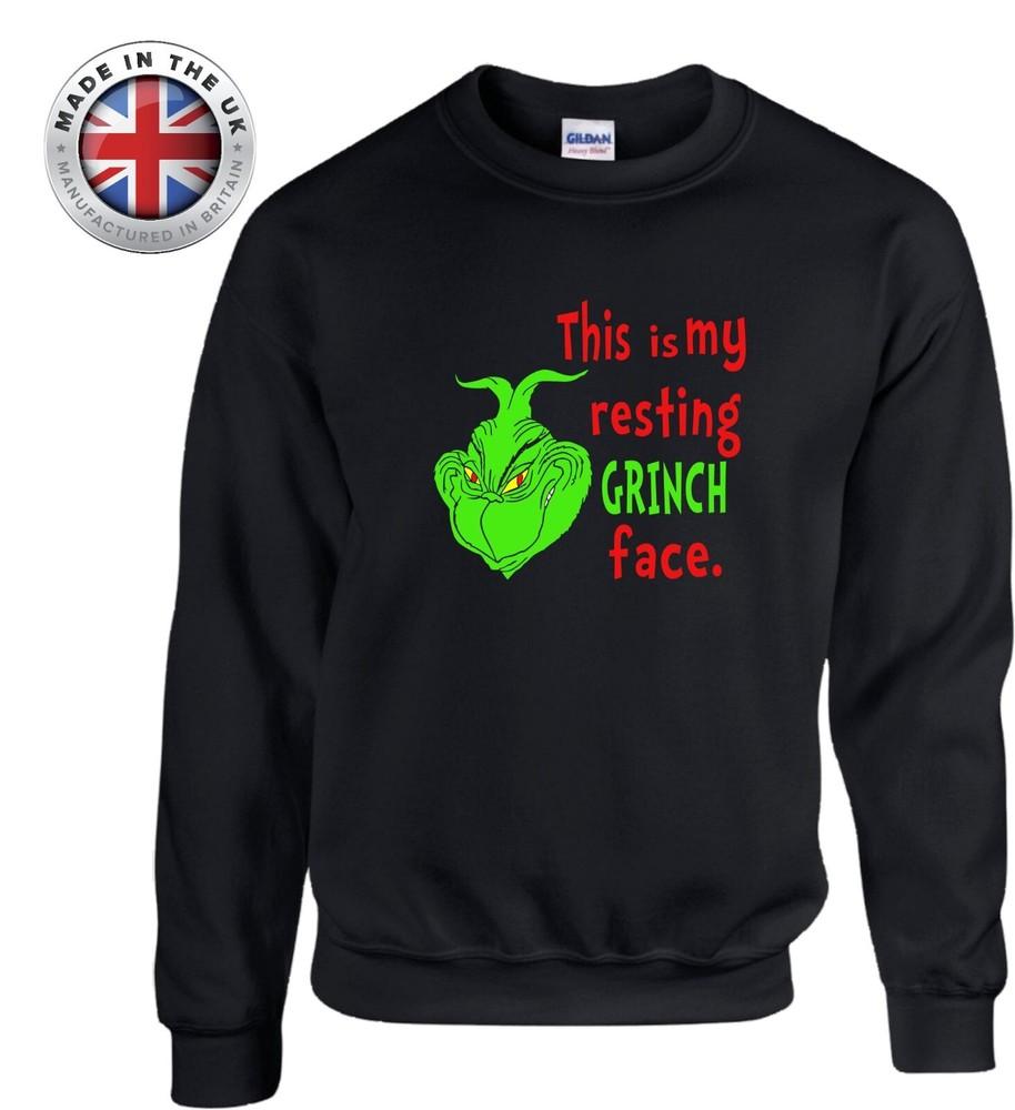 

Grinch Christmas jumper This Is My Resting Grinch Face black sweater Unisex L