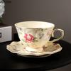 Gold-plated Rose Texture Ceramic Cup&saucer Dining Table Coffee Mug Milk Tea Mugs Afternoon Tea Teacup Fruit Juice Container