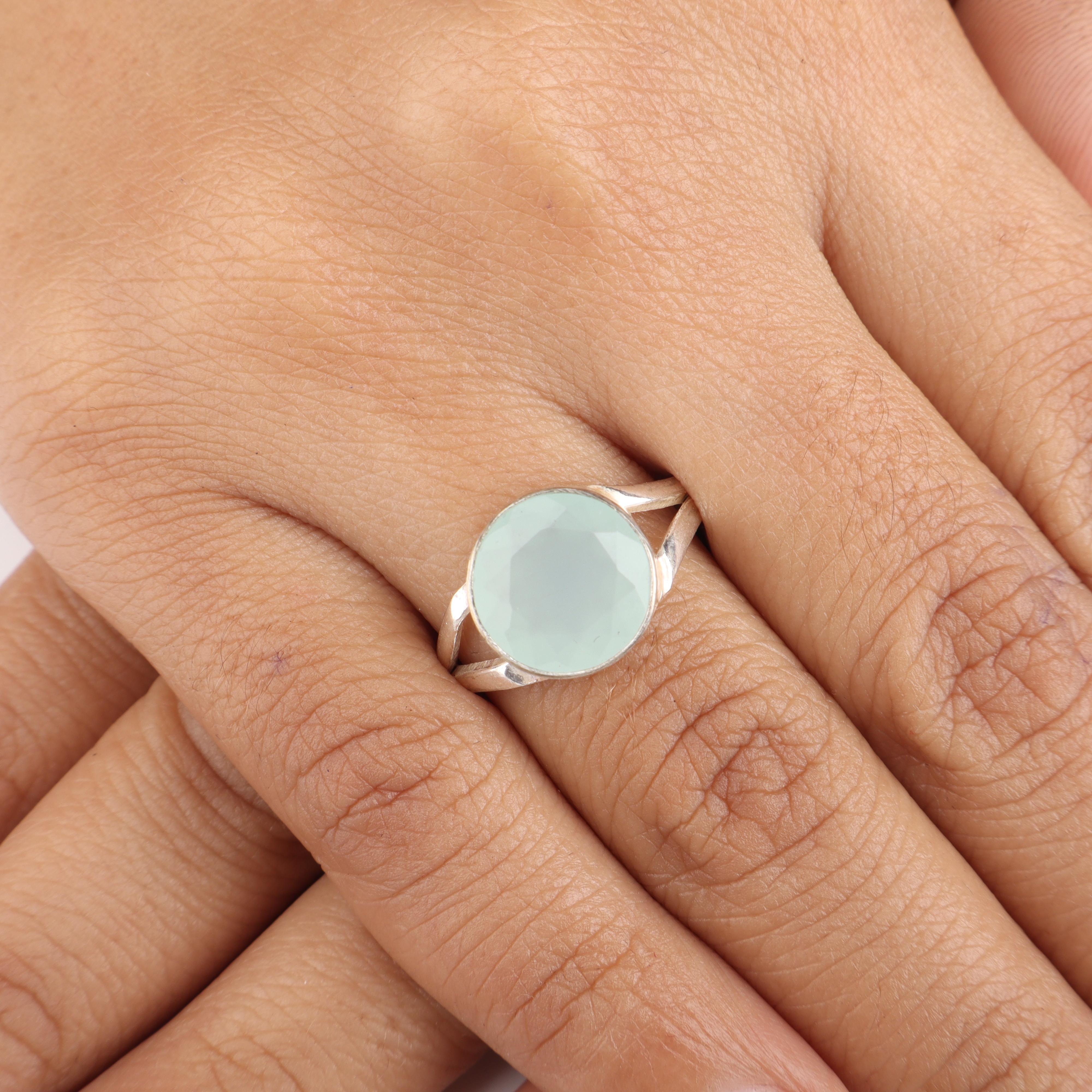 

Genuine Aqua Chalcedony Gemstone 925Sterling Silver Jewelry Handmade Engagement Ring Statement Women Ring RR-83-21 4