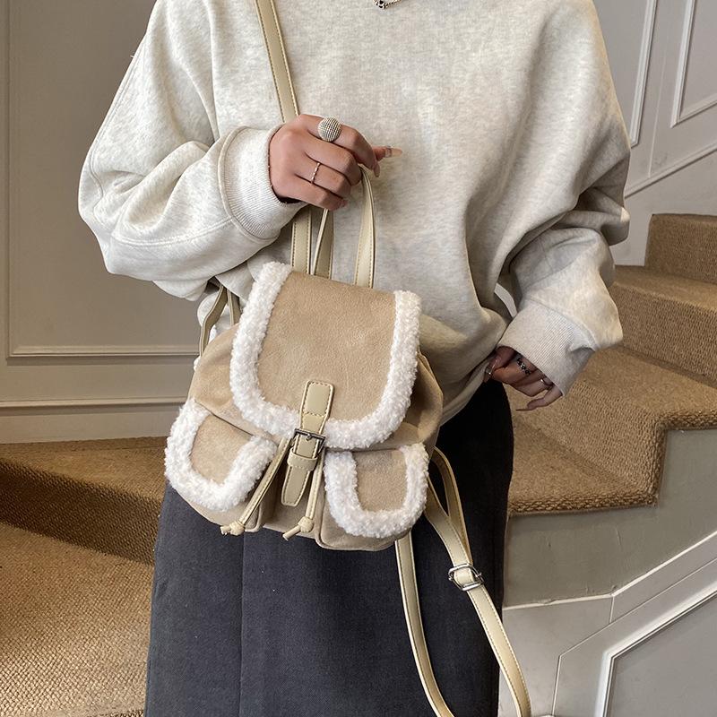 Schoolbag Wholesale Hot Sale Korean Version of Fashionable Backpack Splicing Texture Handbag Women's Casual Backpack Student Schoolbag New