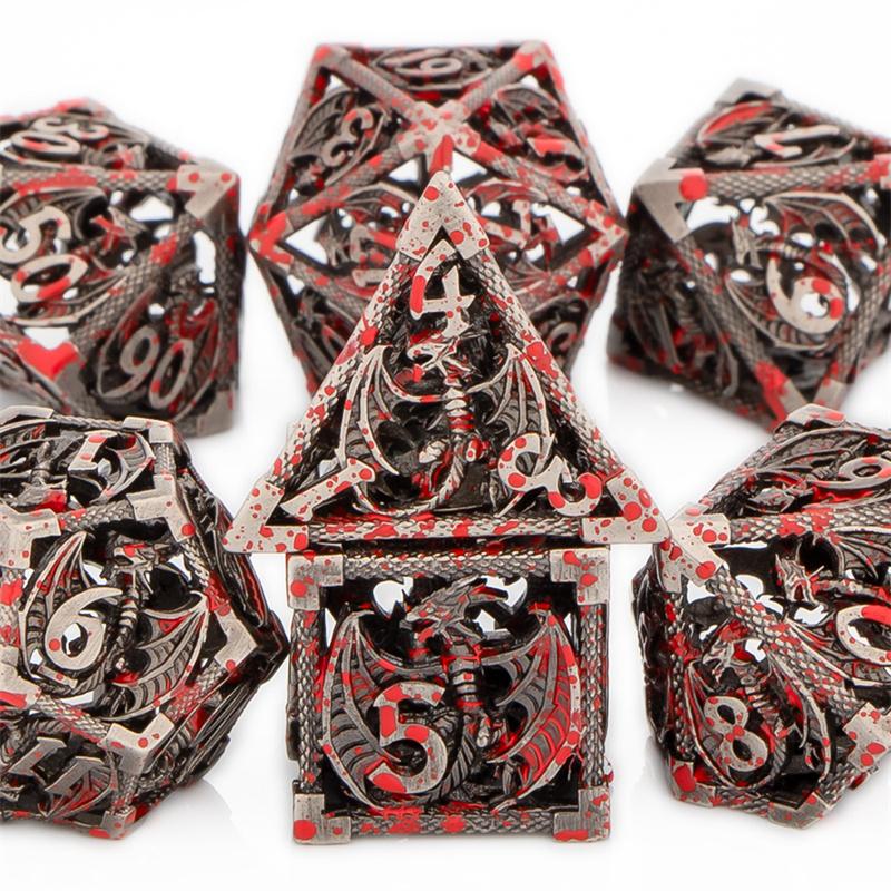 Blood Dragon Metall Würfelset für Dungeons and Dragons, Polyedrisches Würfelset, RPG Würfel, Metall D&D Würfelset Geschenke, D And D D Würfel