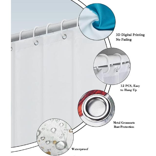 Fiokroo Cute Rubber Ducky Shower Curtain 72x72in Waterproof Polyester Fabric Yellow Cartoon Ducks Bath Curtain with 12 Hooks, Shower Curtains Sets