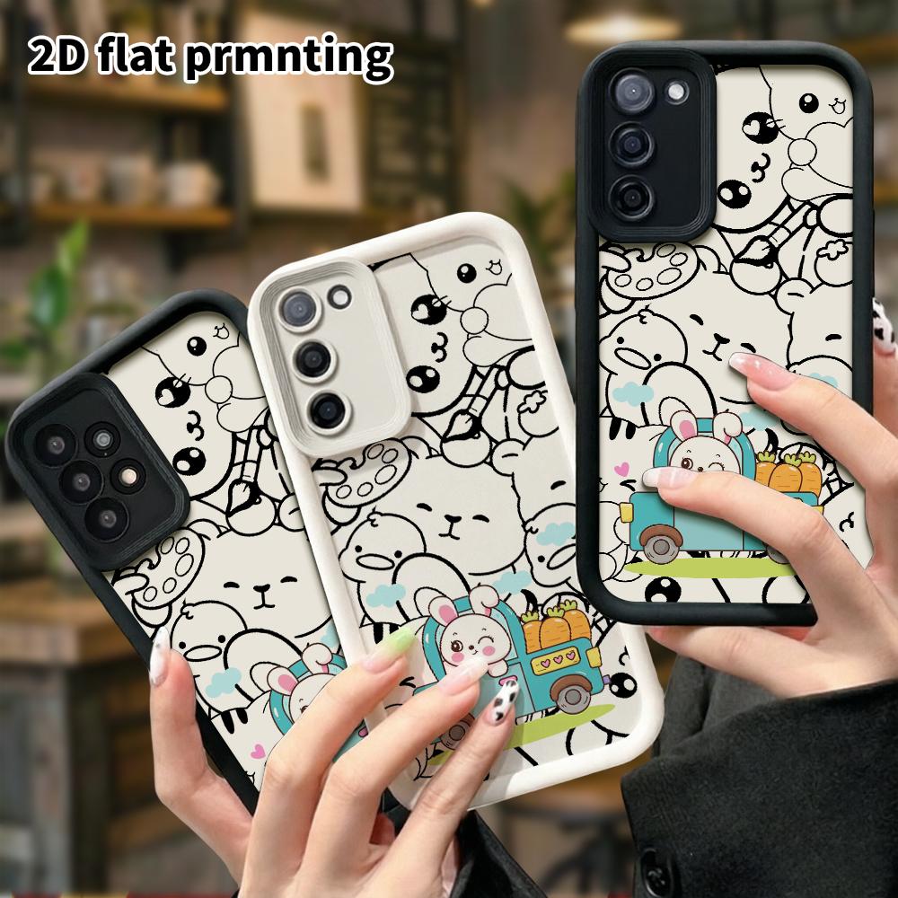 Phone case: 2D flat, suitable for Samsung Galaxy A34 A35 M05 M06 S20 S22 S21 FE Plus 5G protective case, white little rabbit, perfect holiday gift for