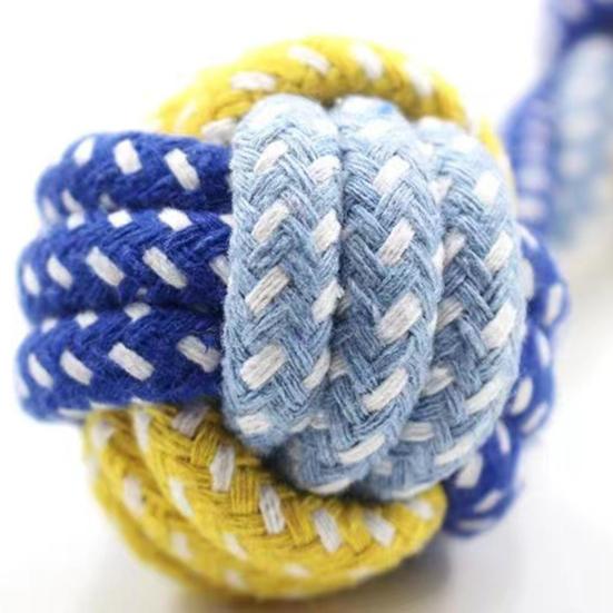 Cotton Rope Dumbbell Dog Toy Bite Resistant Knotted Rope Puppies Chew Toy Boredom Stress Relief Pet Teething Cleaning Interactive Toy