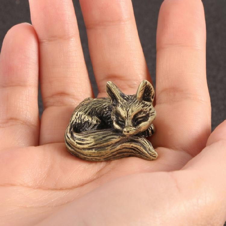 Classical Metal Foxes Miniature Figurine Antique Decorative Animal Statue Study Room Accent Home Office Tabletop Display