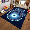 Blue Hamsa Evil Eye Pattern Carpet with Intricate Floral Design Suitable for Use As an Anti-slip for Living Room Bedroom Sofas
