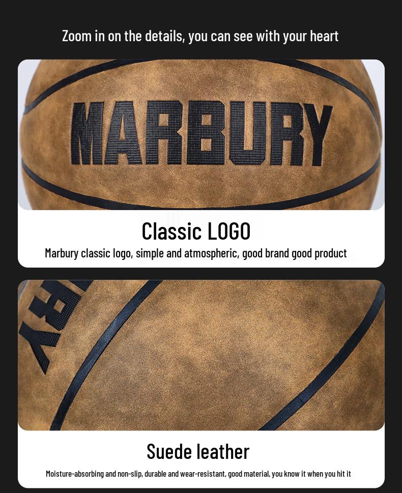 Basketball størrelse 7: PU Mikrofiber Nubuck, Innendørs, Fukttransporterende, Slitesterk, Perfekt for Ungdomskonkurranse og Trening