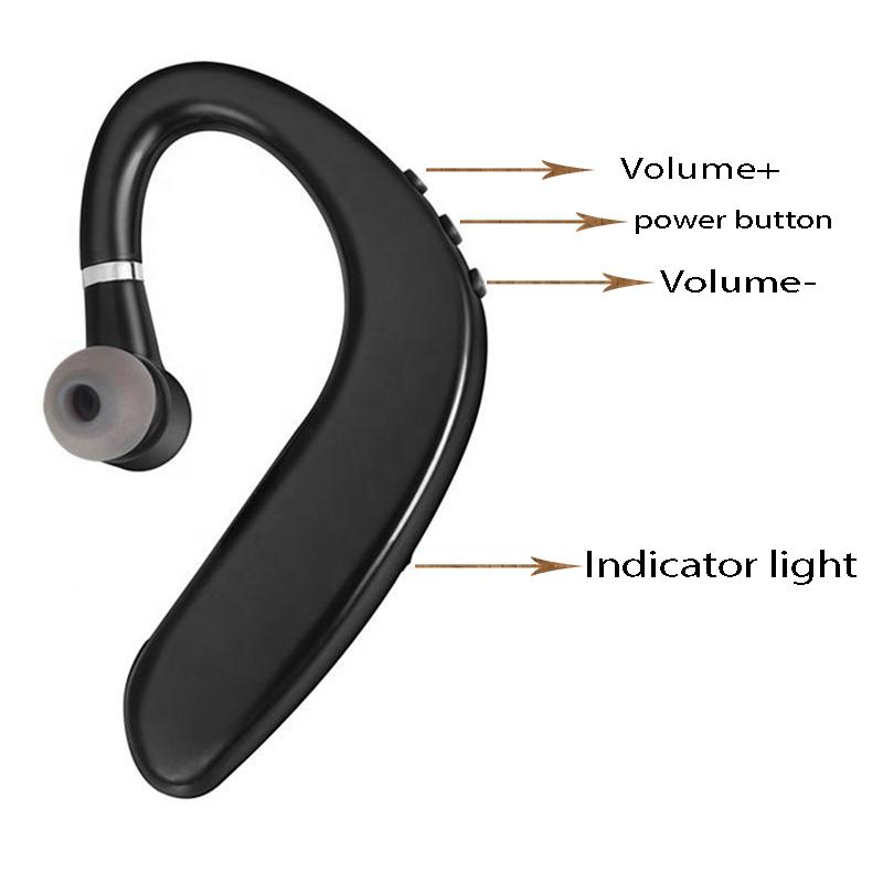 S109 Wireless Bluetooth Universal Hook Earphone Sports Business Single Ear Handsfree Headphones With Mic Smartphone for Car Call