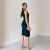 2025 Summer High-Waisted Satin Bodycon Evening Dress with Ruffle Detail