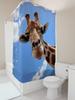 Cute Giraffe Sky Background Waterproof Shower Curtain for Bathroom Decor  Polyester  Anti-Mildew  Extra Hooks Included