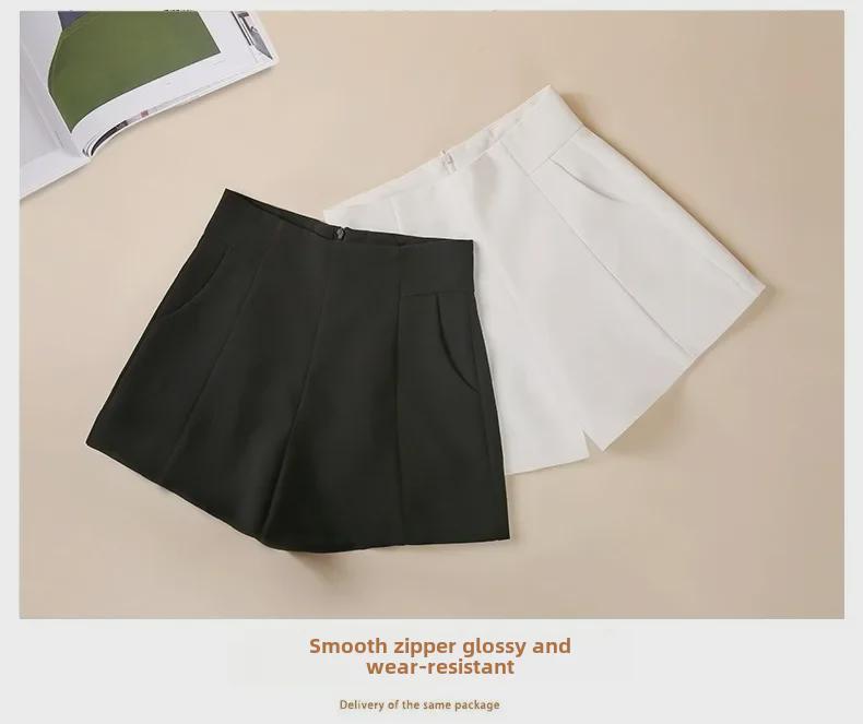 Women's Slim High-Waist Wide-Leg White A-Line Shorts - Summer 2023 Casual Fashion