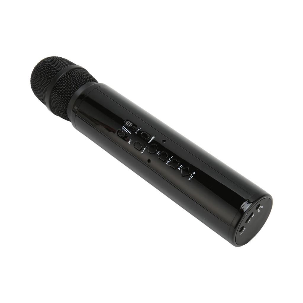 Bluetooth Handheld Microphone Noise Reduction Stereo Wireless Karaoke Mic with Recording for Smartphone PC Black