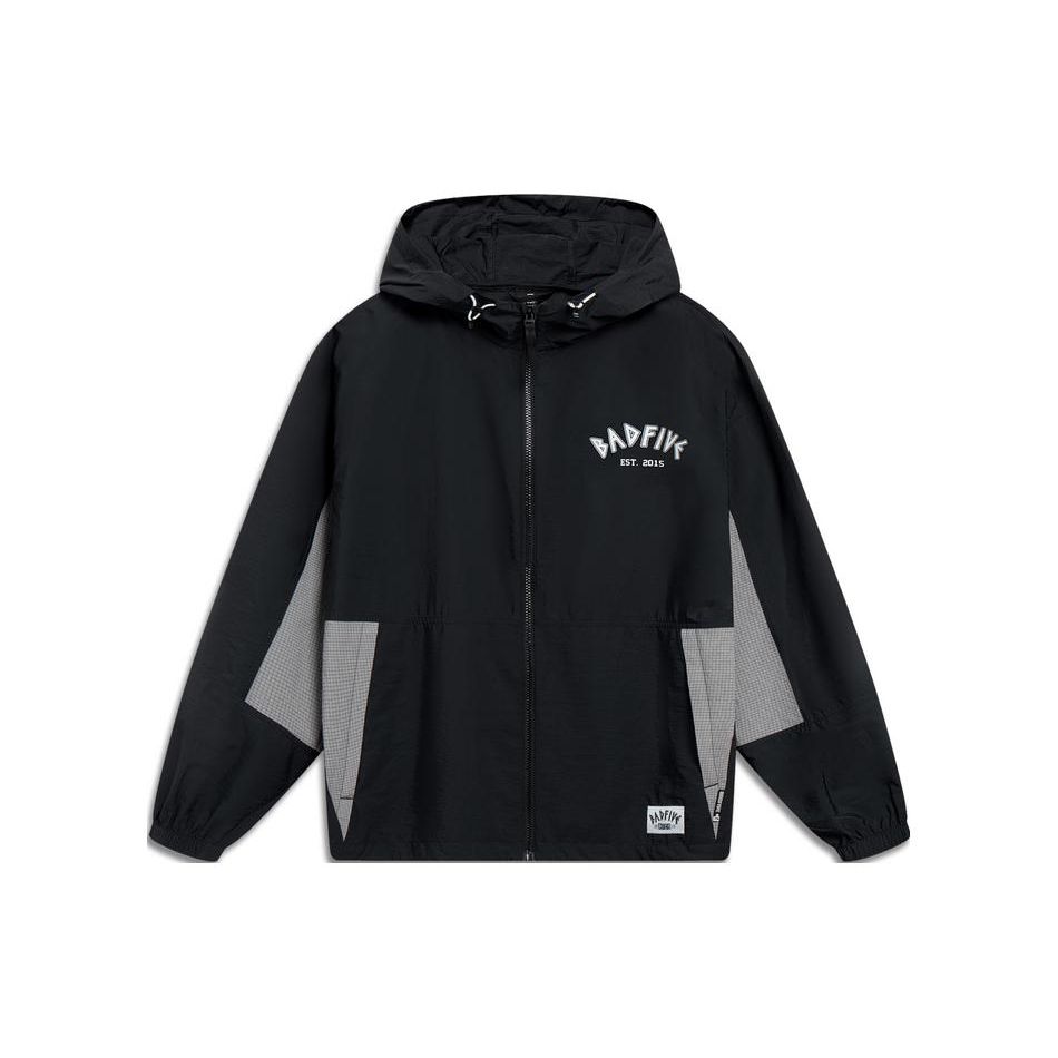 Li Ning Badfive Taktická Větrovka s Kapucí s Potiskem Písmen Pánská Svrchní Oblečení Černá AFDU829-2