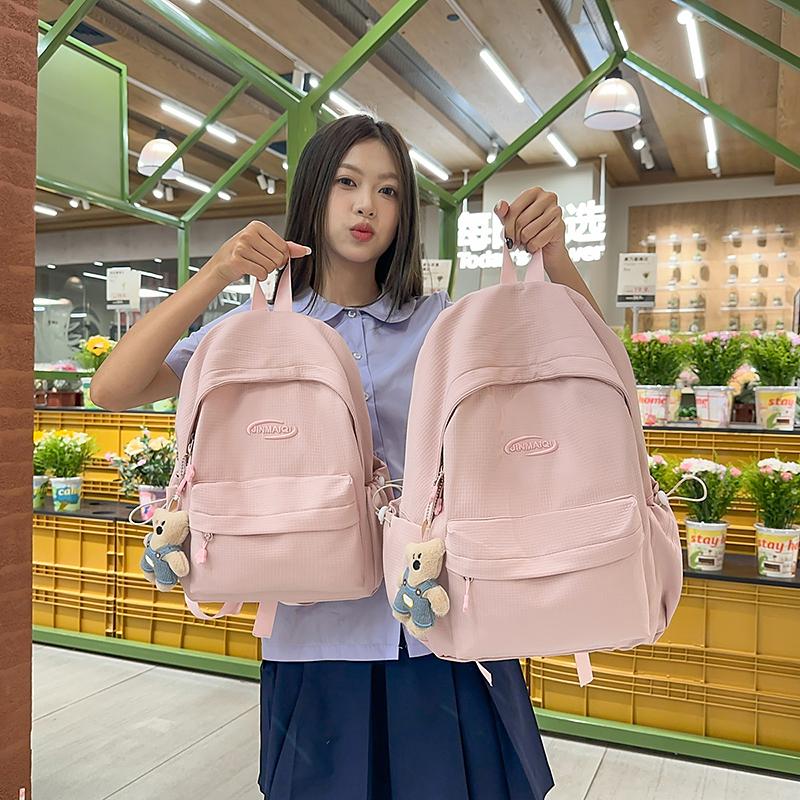 

Children Backpack Student Schoolbag Women s Solid Color Backpack for Girls Small білий