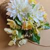 Spring Front Door Decor Dahlia Peony Flowers Basket Spring Welcome Sign Porch Farmhouse Artificial Flowers Wedding Home Decor