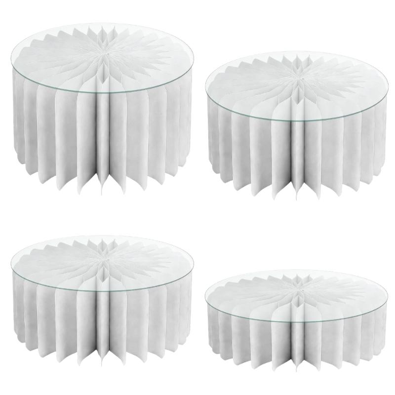 

Pack of 4 Sturdy Paper Dessert Stands Foldable Stackable Design Display Holders for Multiple Level Presentation in Event белый