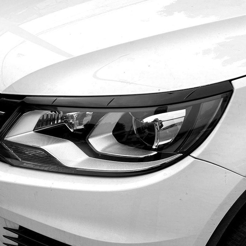 2pcs Carbon Texture/Bright Black ABS Car Headlight Eyebrow Trim Cover For VW Tiguan MK1 2011 2012 2013 2014 2015 2016