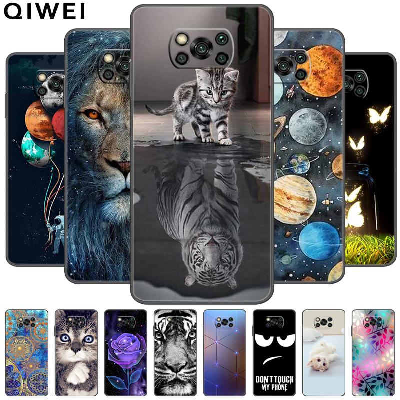 Case For POCO X3 Pro Soft Silicone TPU Black Bumper Cover For Xiaomi Poco X3 NFC Phone Back Cases PocoX3 X 3 X3Pro Cat Cartoon