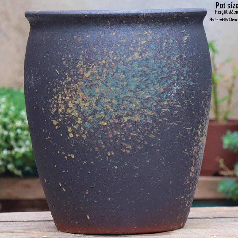 Retro Coarse Pottery Succulent Bonsai Floor Pot for Indoor Plants