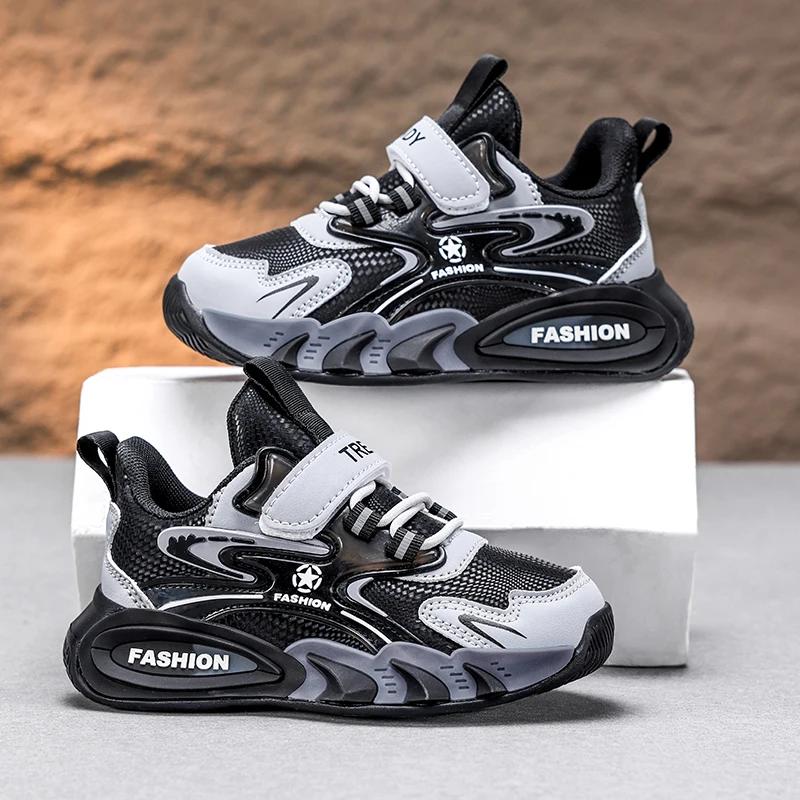 Childrens Tennis Shoes Boys School Running Exercise Anti Slip Cushioning Sports Shoes 2025 New Lightweight Leather Casual Shoes