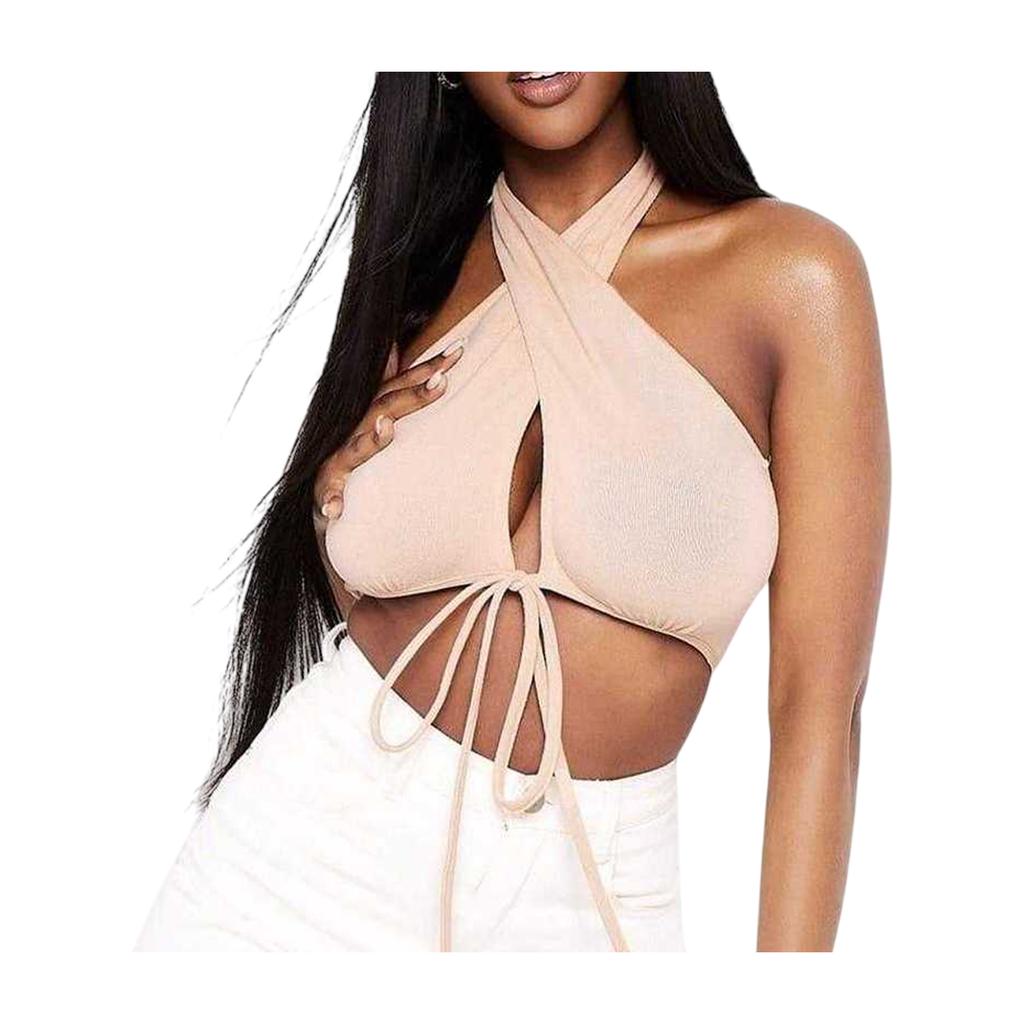 Missy Empire Womens/Ladies Wrap Halter Neck Crop Top
