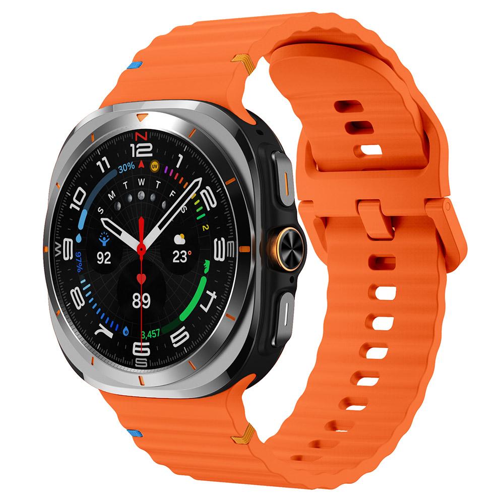 For Samsung Galaxy Watch Ultra 47mm Silicone Watch Strap Wave Stitching Wrist Band