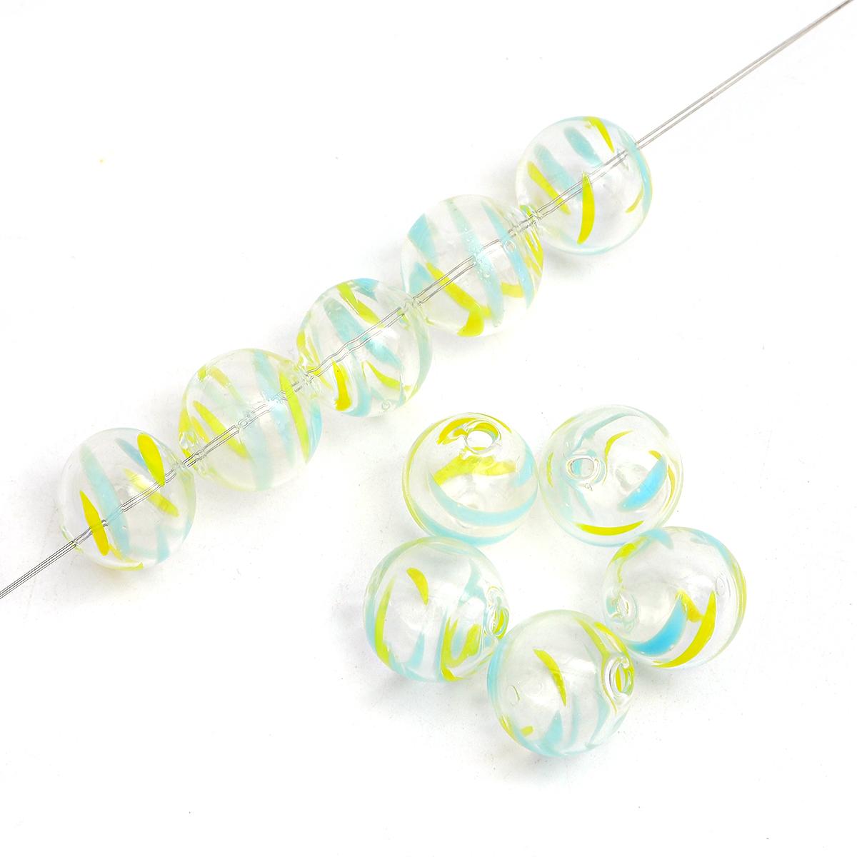 

1 шт., полые цветные глазурные круглые шарики, разноцветные стеклянные бусины для изготовления ювелирных изделий, браслет, ожерелье, серьги 14mm 1pcs