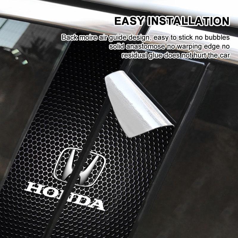 2Pcs Car Logo Center Pillar Protective Film Anti-scratch Sticker Decal For Honda Fit Mugen Insight Type S R VTEC Vezel RR SiPilot Fit XRV CRV HRV Dio