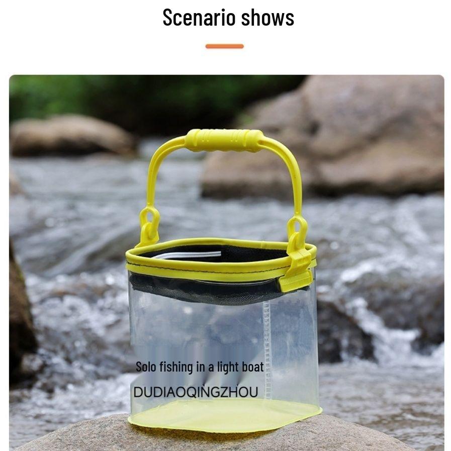 Transparent Folding EVA Fish Keeper Bucket for Camping and Fishing